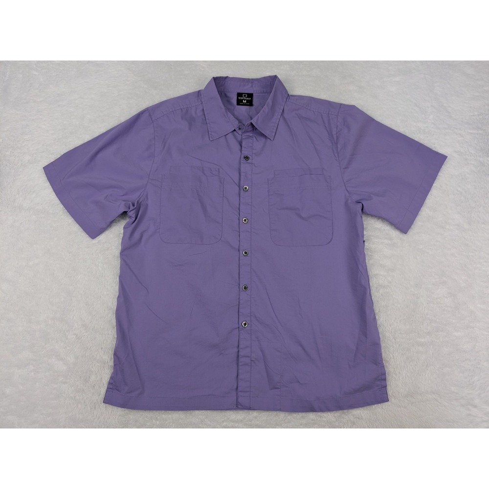 SCOTTeVEST Camp Shirt Men's Size M Purple Travel Tech Hidden Pockets SeV Shirt